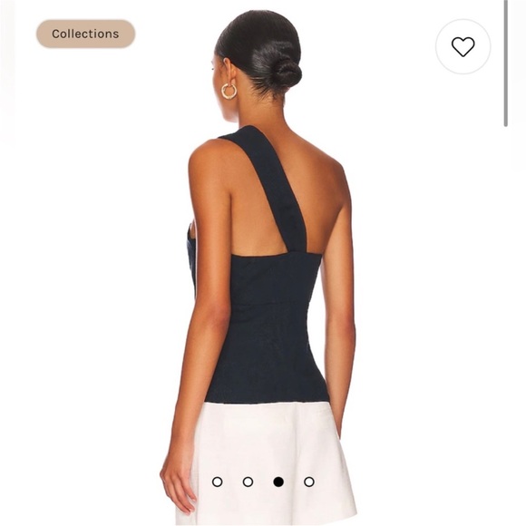 NWT $328 Veronica Beard Belinda One-Shoulder Jacquard top in Ink (navy blue) - Picture 4 of 11